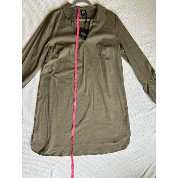 BOBEAU dress Women’s XL green military khaki caftan bell sleeve Collared V Neck - Picture 6 of 7
